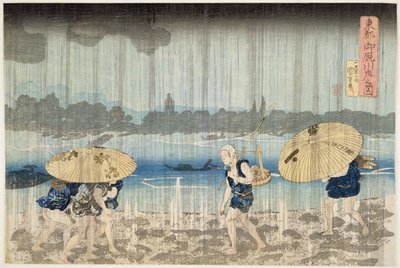 Shower on the Banks of the Sumida River at Ommaya Embankment in Edo by Utagawa Kuniyoshi